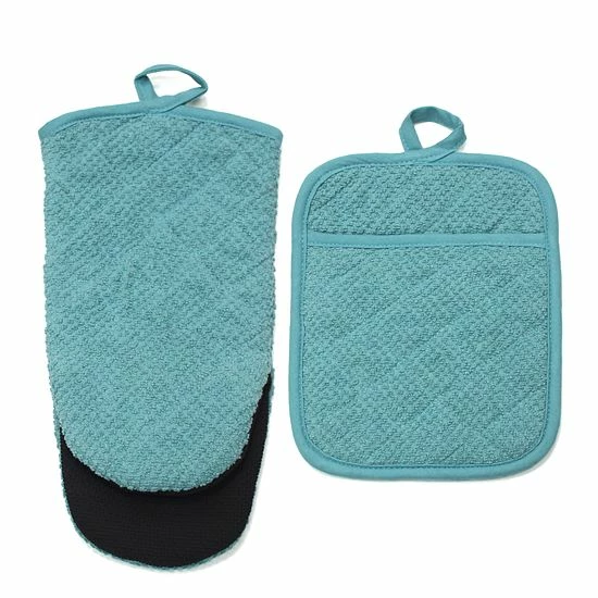 Food Network™ Terry Neoprene Oven Mitt & Pot Holder Set Khaki - Image 4