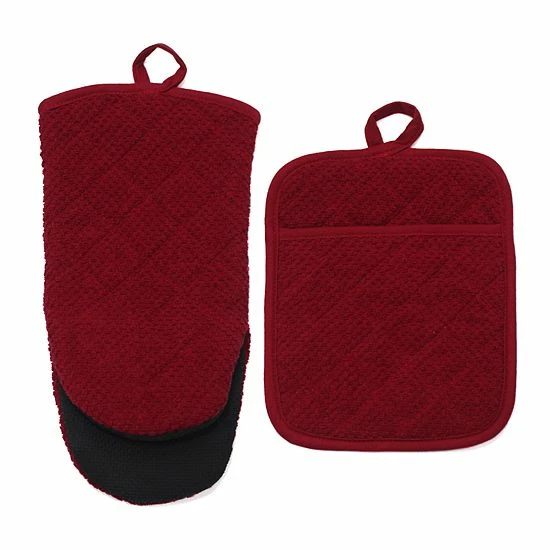 Food Network™ Terry Neoprene Oven Mitt & Pot Holder Set Khaki - Image 5
