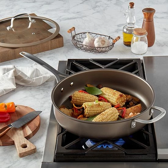 Food Network™ Textured Titanium 12-in. Nonstick Covered Deep Skillet Gray 7 Food Network™ Textured Titanium 12-in. Nonstick Covered Deep Skillet Gray - Image 5