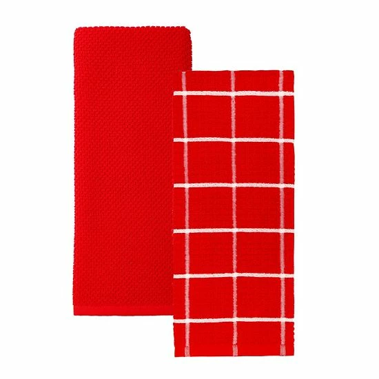 Food Network™ Windowpane Grid Kitchen Towel 2-pk. Red 6 Food Network™ Windowpane Grid Kitchen Towel 2-pk. Red - Image 4