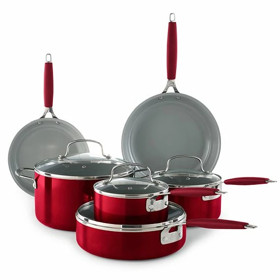 Food Network™ 10-pc. Nonstick Ceramic Cookware Set Red 2 Food Network™ 10-pc. Nonstick Ceramic Cookware Set Red